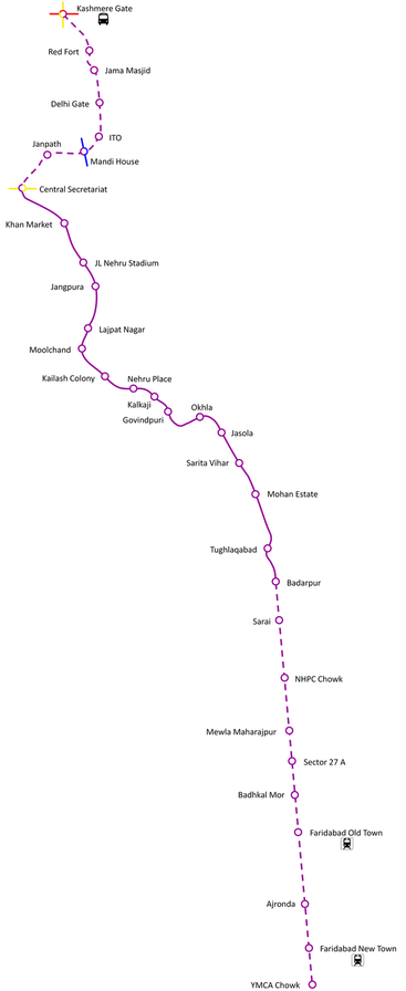 Violet Line Metro Route Map 